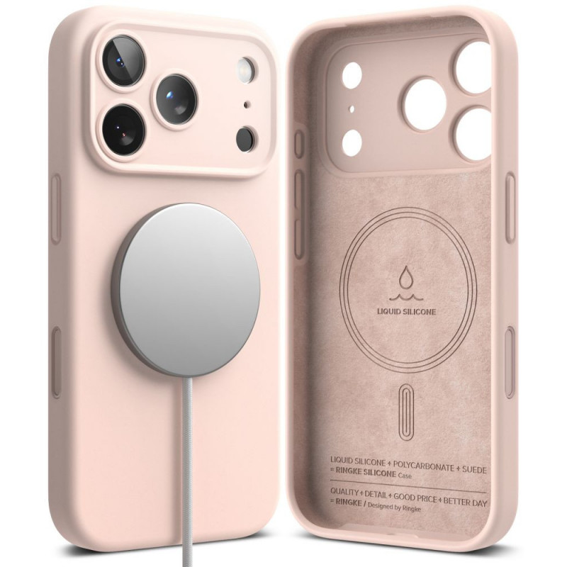 Θήκη Ringke Silicone Magnetic MagSafe για Apple iPhone 18 Pro, ροζ άμμος