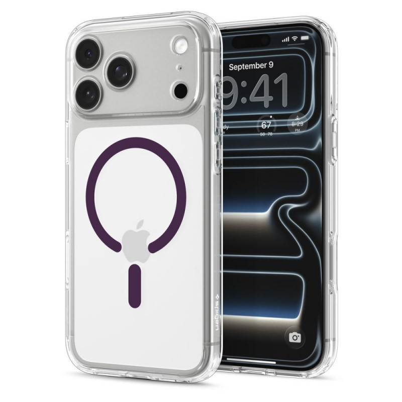 Θήκη Spigen Ultra Hybrid MagSafe για Apple iPhone 17 Pro Max / 18 Pro Max, Διάφανη/Βουργουνδί