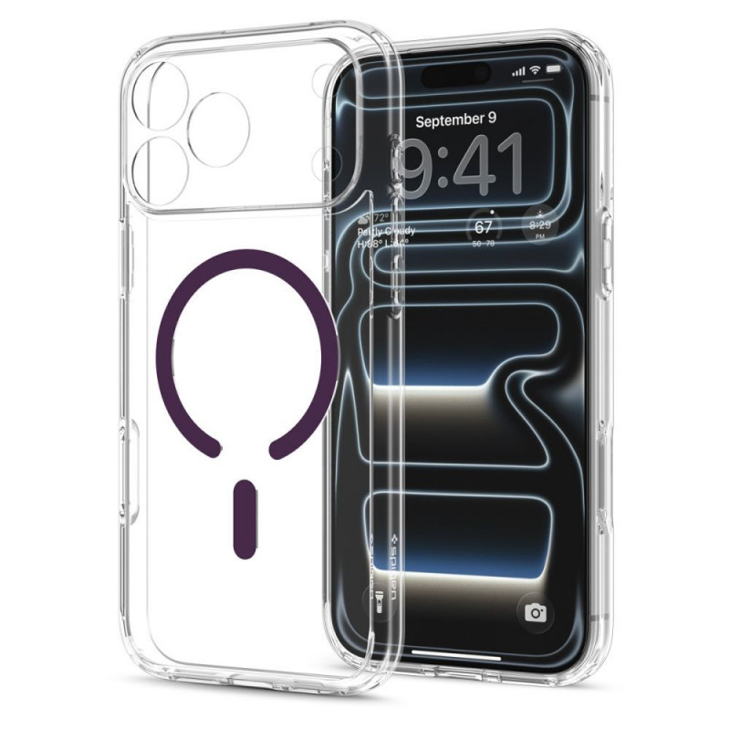 Θήκη Spigen Ultra Hybrid MagSafe για Apple iPhone 17 Pro Max / 18 Pro Max, Διάφανη/Βουργουνδί