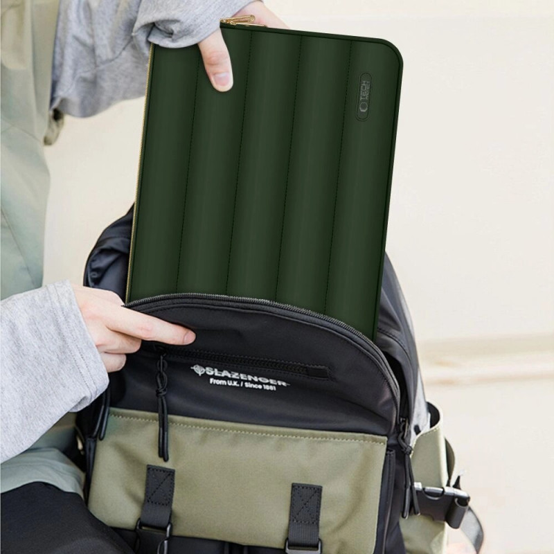 Θήκη για φορητό υπολογιστή Tech-Protect Puffy 15-16" με τσαντάκι αξεσουάρ, Army Green