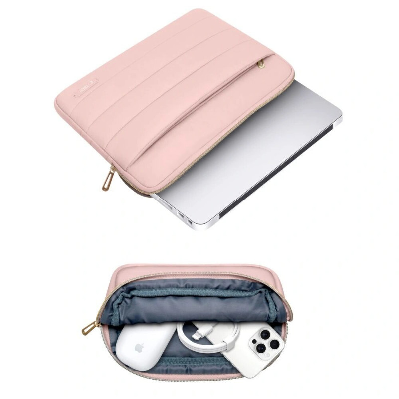 Θήκη για φορητό υπολογιστή 13-14" Tech-Protect Puffy με τσαντάκι αξεσουάρ, Dusty Rose