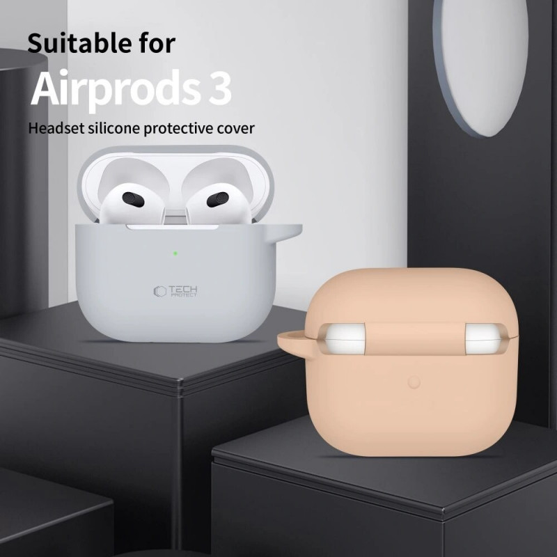 Θήκη Tech-Protect Silicone Hook από σιλικόνη για Apple AirPods 3 με καραμπίνερ, Dusty Pink