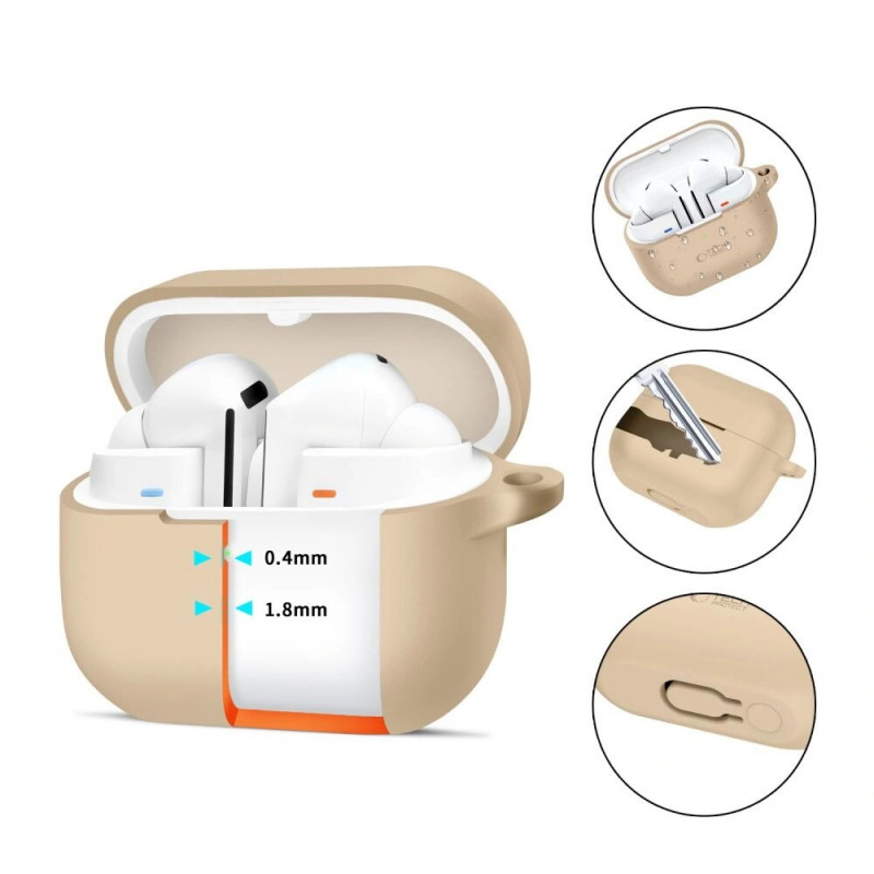 Θήκη Tech-Protect Silicone Hook για Samsung Galaxy Buds 3 / 3 Pro, Cafe Latte