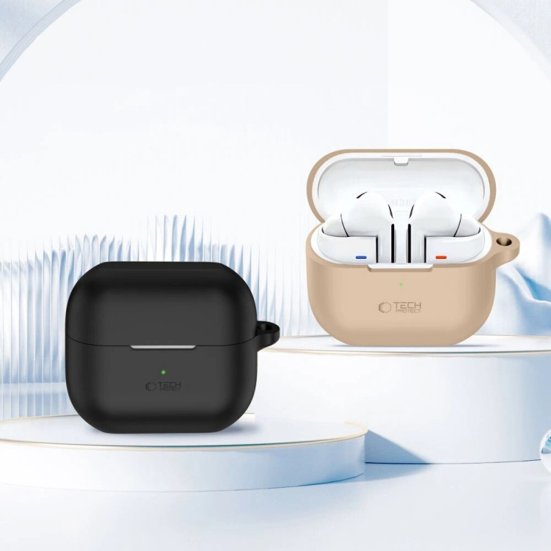 Θήκη Tech-Protect Silicone Hook για Samsung Galaxy Buds 3 / 3 Pro, Cafe Latte