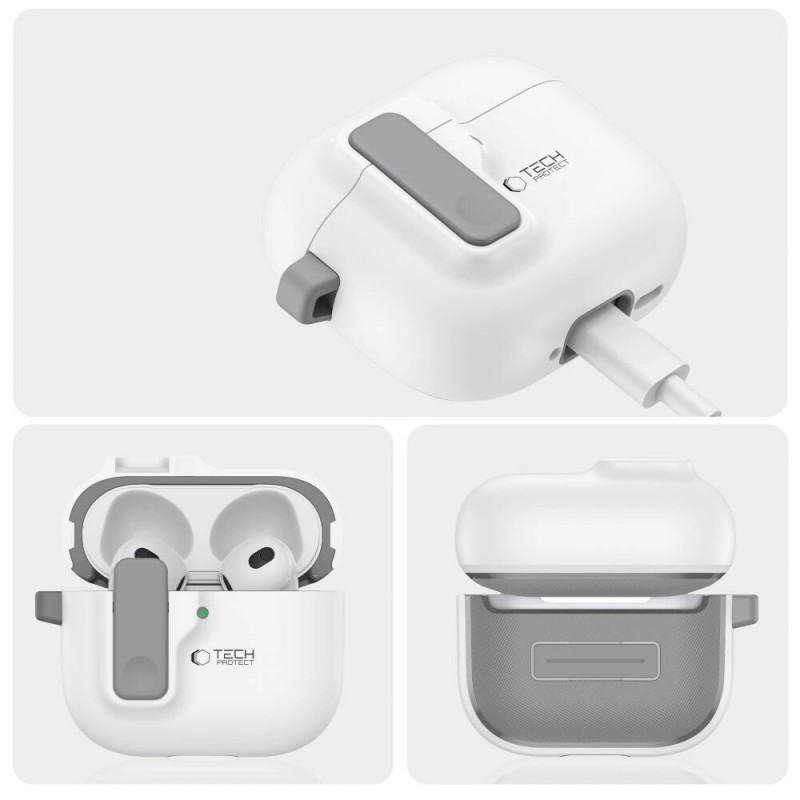 Θήκη Tech-Protect Slim Hook για Apple AirPods 4, Λευκή