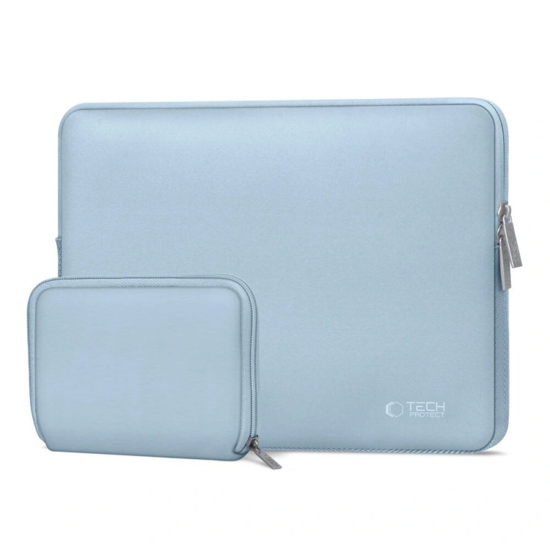 Θήκη για φορητό υπολογιστή Tech-Protect NeoSlim 13-14" με τσαντάκι αξεσουάρ, Winter Blue