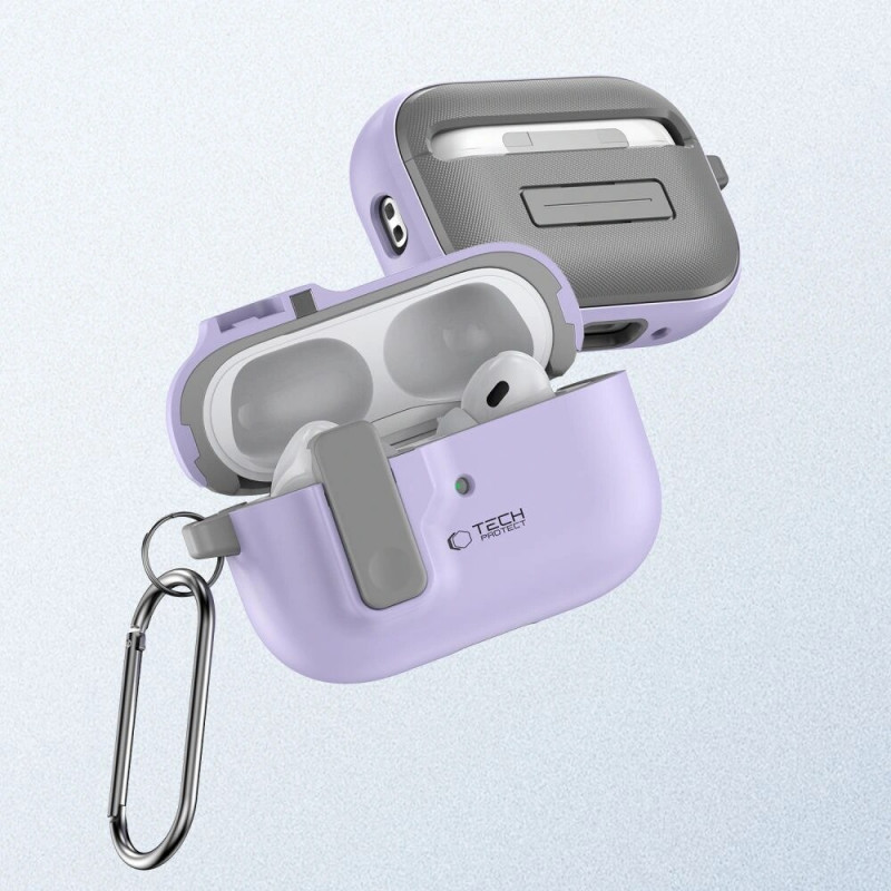 Θήκη Tech-Protect Slim Hook με καραμπίνερ για Apple AirPods Pro 1 / 2, λεβάντα