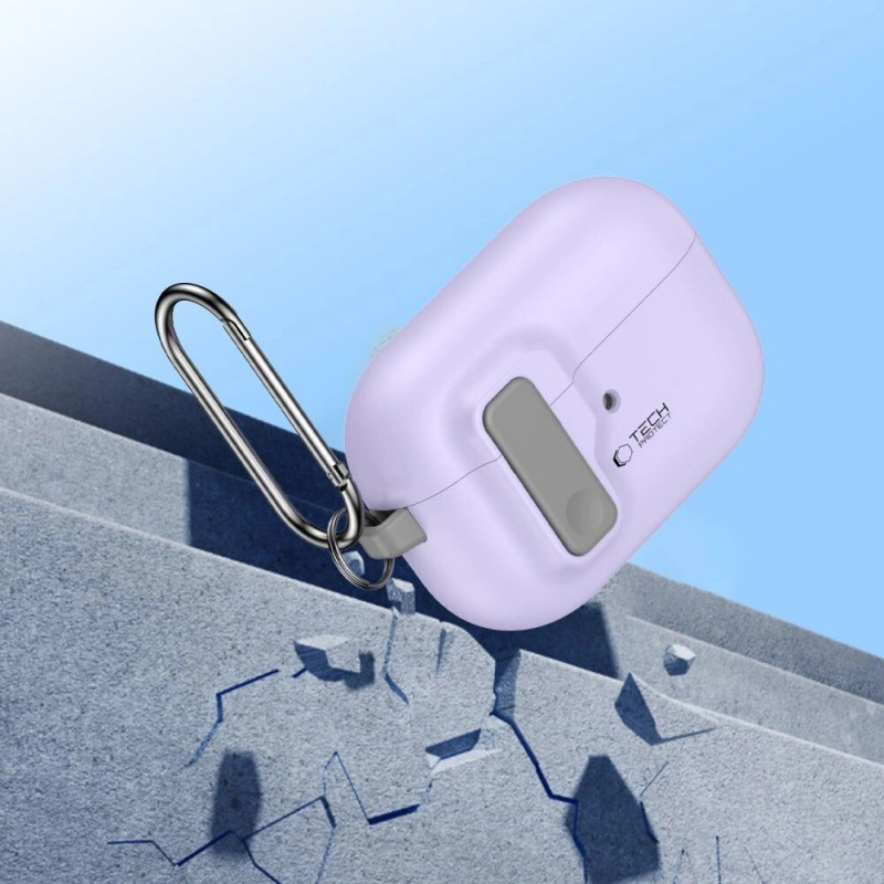 Θήκη Tech-Protect Slim Hook με καραμπίνερ για Apple AirPods Pro 1 / 2, λεβάντα