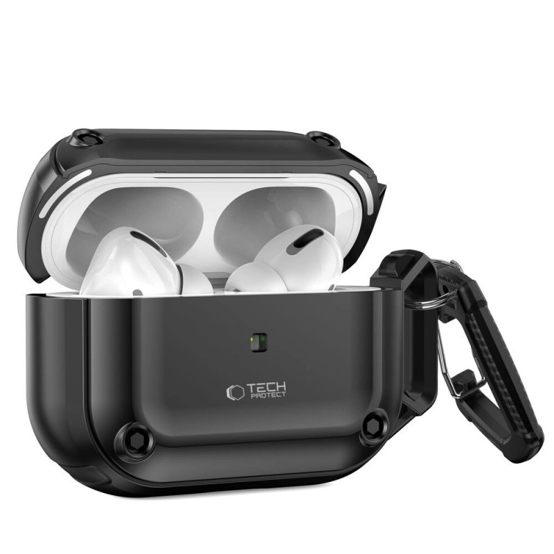 Θήκη Tech-Protect Rough Hook με καραμπίνερ για Apple AirPods Pro 1 / 2, μαύρη
