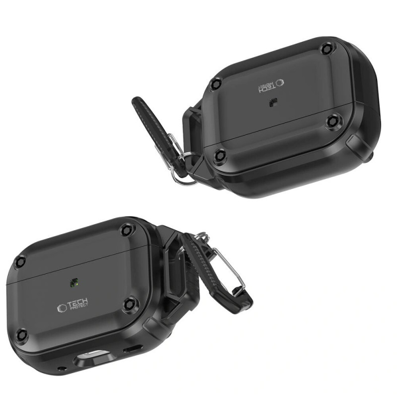 Θήκη Tech-Protect Rough Hook με καραμπίνερ για Apple AirPods Pro 1 / 2, μαύρη