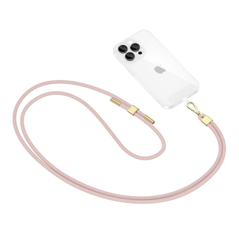 Tech-Protect C2S Rope Crossbody λουράκι τηλεφώνου, Baby Pink/gold