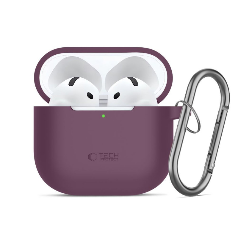 Θήκη σιλικόνης Tech-Protect Silicone Hook για Apple AirPods 4 / 5 THP6094, Burgundy