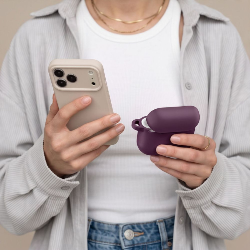 Θήκη σιλικόνης Tech-Protect Silicone Hook για Apple AirPods 4 / 5 THP6094, Burgundy