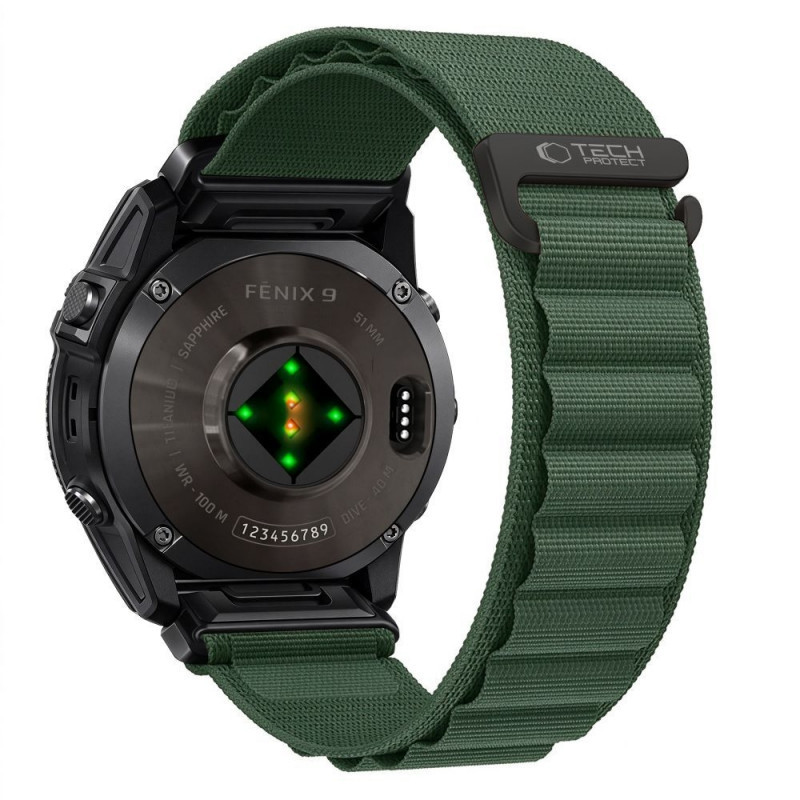 Tech-Protect Nylon Pro λουράκι ρολογιού για Garmin Fenix 5X / 5X Plus / 6X / 6X Pro / 7X / 8 / 8 Pro / 9 / 9 Pro (47 mm), στρατιωτικό πράσινο