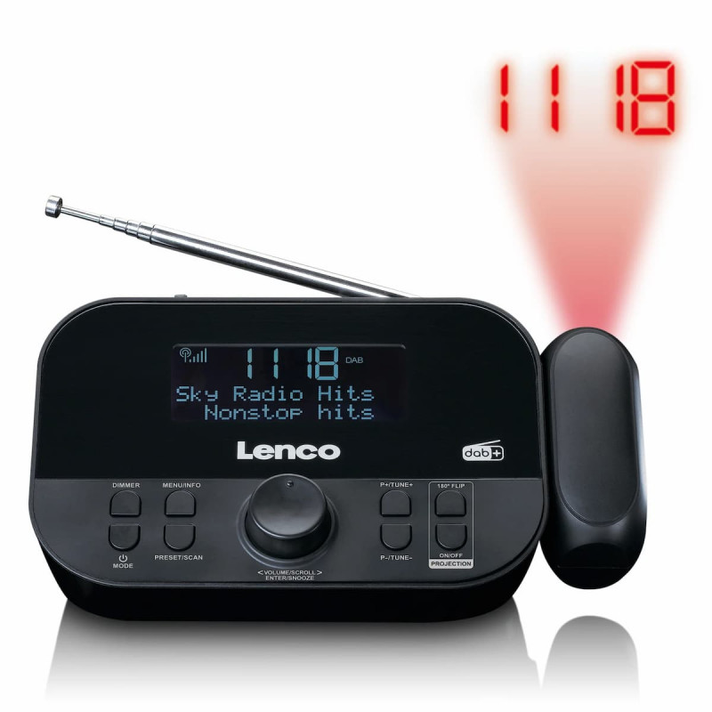 Lenco CR-615BK Ραδιόφωνο-ξυπνητήρι με προβολή, DAB+/FM, μαύρο
