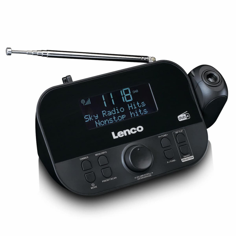 Lenco CR-615BK Ραδιόφωνο-ξυπνητήρι με προβολή, DAB+/FM, μαύρο