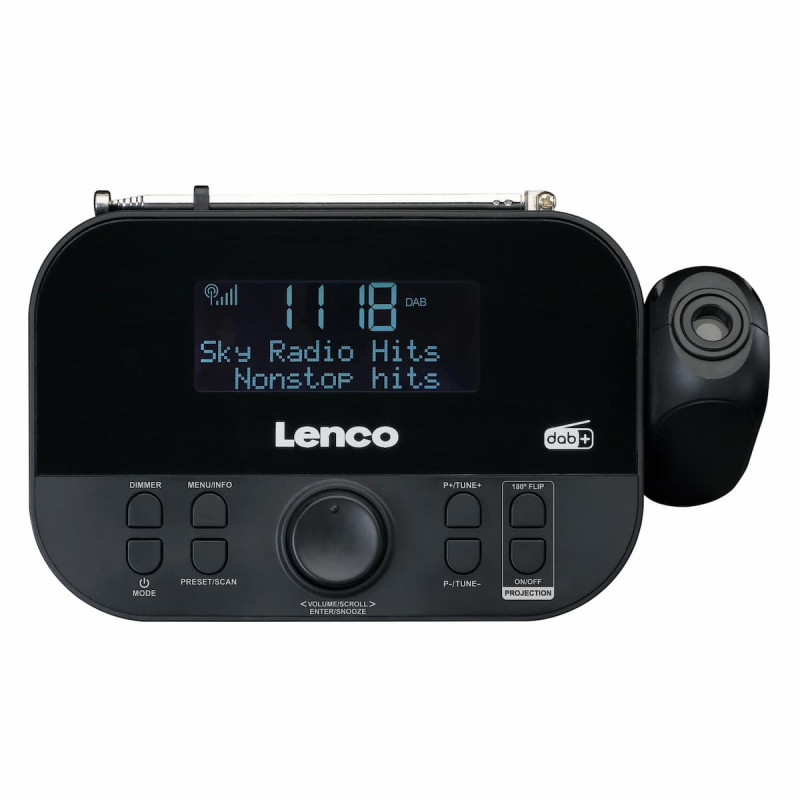 Lenco CR-615BK Ραδιόφωνο-ξυπνητήρι με προβολή, DAB+/FM, μαύρο