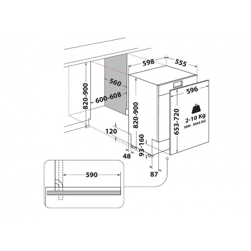 Whirlpool WH7ITD14C6N6 Εντοιχιζόμενο πλυντήριο πιάτων, 60 cm, 46 dB, 14 σερβίτσια