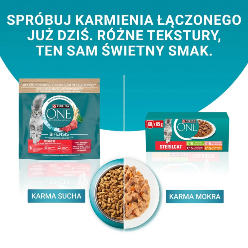 Purina ONE Sterilcat Γάτα Τροφή, Βοδινό & Καρότο, 60 x 85 g