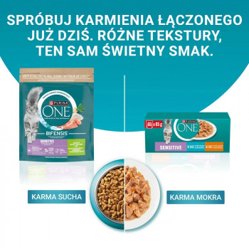 Purina ONE Sensitive Γάτας Ευαίσθητη Τροφή, Κοτόπουλο & Καρότο, 60 x 85 g
