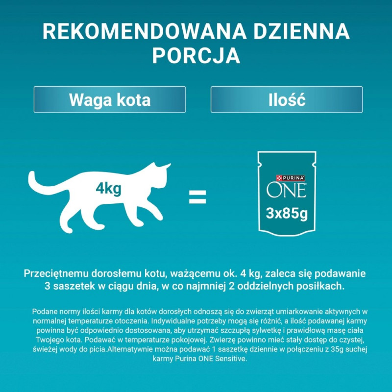 Purina ONE Sensitive Γάτας Ευαίσθητη Τροφή, Κοτόπουλο & Καρότο, 60 x 85 g