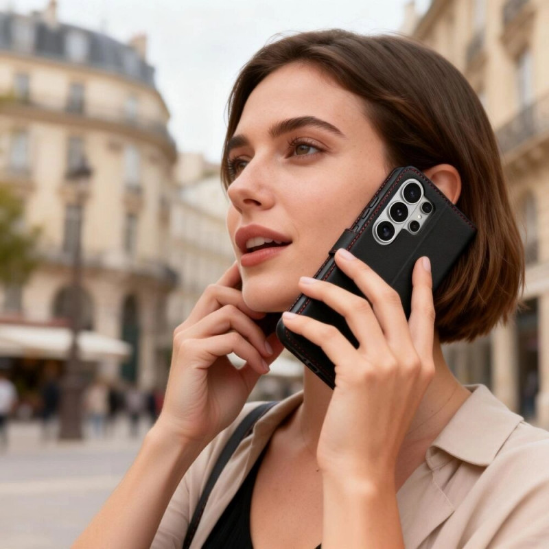 Θήκη πορτοφόλι Tech-Protect για Samsung Galaxy S26 Ultra, μαύρο/κόκκινο