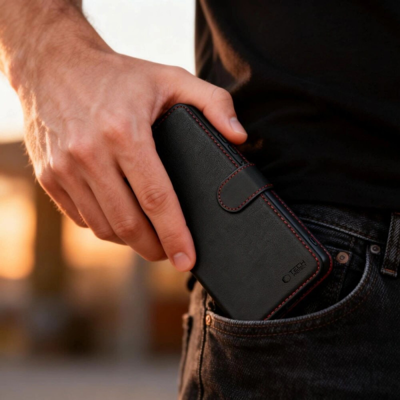 Θήκη πορτοφόλι Tech-Protect για Samsung Galaxy S26 Ultra, μαύρο/κόκκινο