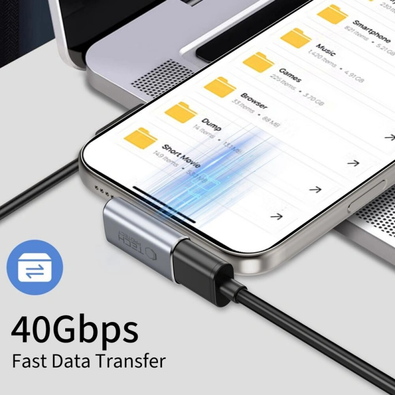 Tech-Protect UltraBoost AA03 Γωνιακός προσαρμογέας USB-C, γκρι