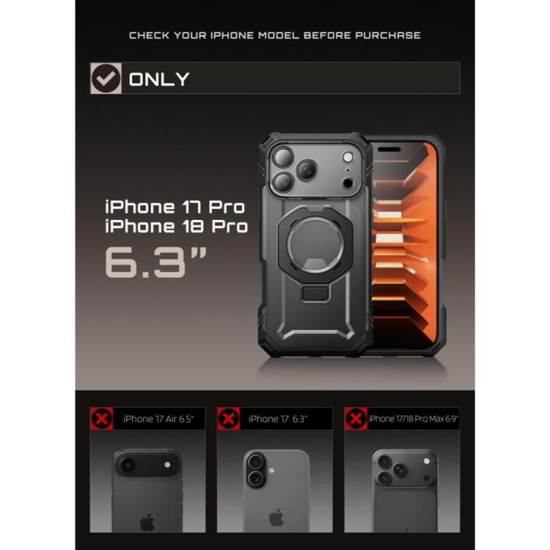 Θήκη Supcase Grip Pro Mag MagSafe για Apple iPhone 17 Pro / 18 Pro, μαύρη