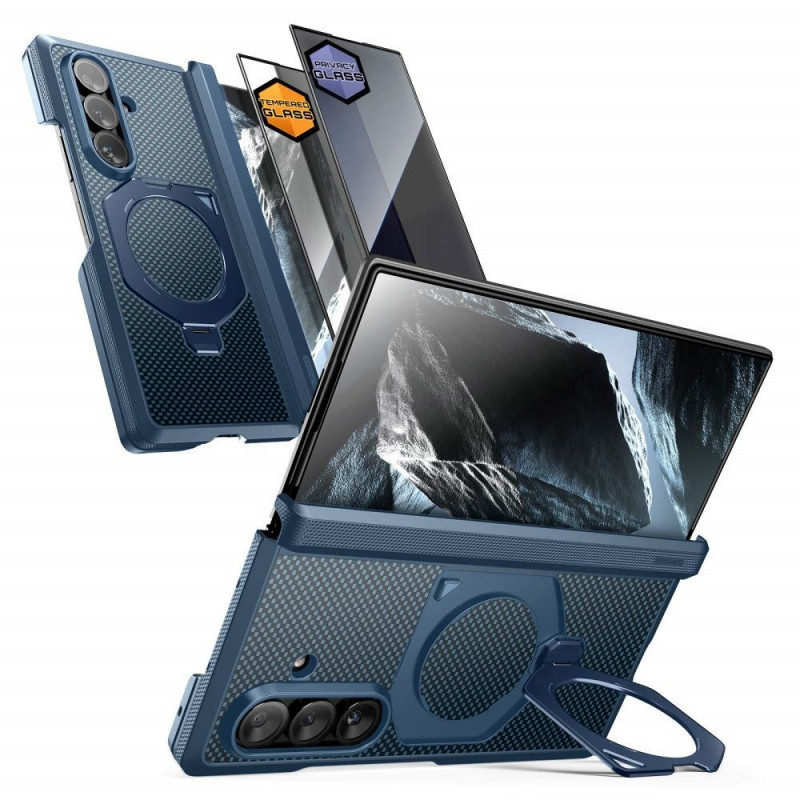 Θήκη Supcase UB Aero MagSafe για Samsung Galaxy Z Fold 8 Ultra με θωρακισμένο γυαλί και γυαλί απορρήτου, Aramid Blue