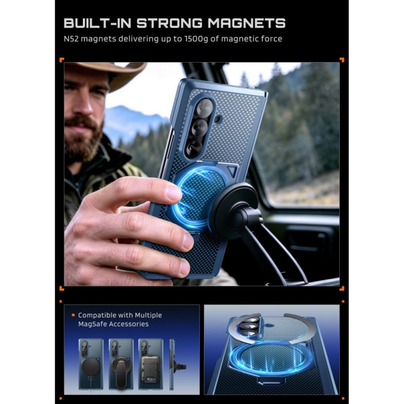 Θήκη Supcase UB Aero MagSafe για Samsung Galaxy Z Fold 8 Ultra με θωρακισμένο γυαλί και γυαλί απορρήτου, Aramid Blue
