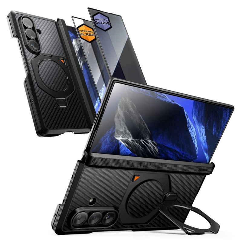 Θήκη Supcase UB Aero MagSafe για Samsung Galaxy Z Fold 8 Ultra με θωρακισμένο γυαλί και γυαλί απορρήτου, μαύρη αραμιδική