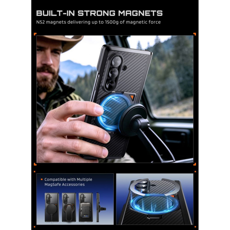 Θήκη Supcase UB Aero MagSafe για Samsung Galaxy Z Fold 8 Ultra με θωρακισμένο γυαλί και γυαλί απορρήτου, μαύρη αραμιδική