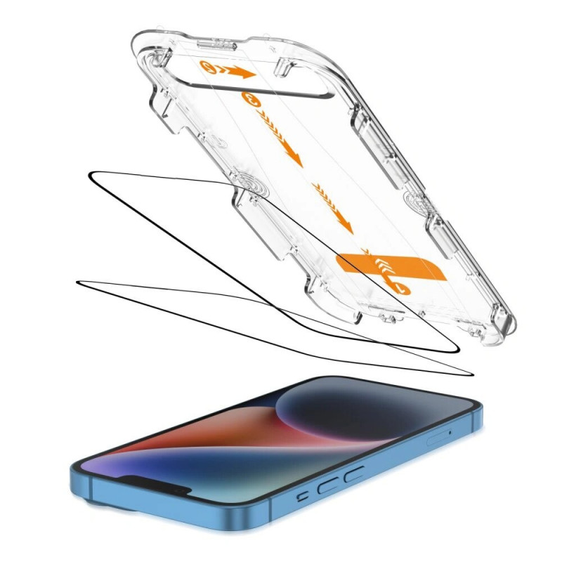 Tech-Protect Quick Set+ Αντιχαρακτικό Γυαλί Προστασίας Οθόνης για Apple iPhone 13 / 13 Pro / 14 / 16e, Μαύρο (2 τεμ.)
