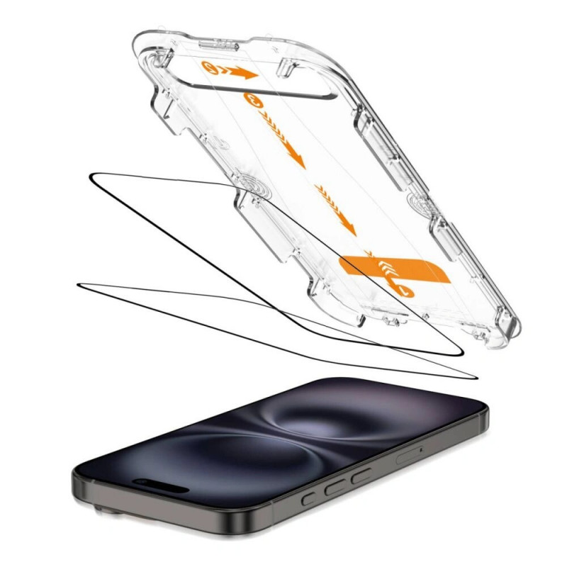 Tech-Protect Quick Set+ Προστατευτικό Οθόνης από Σκληρυμένο Γυαλί για Apple iPhone 15 / 16, Μαύρο (2 τεμ.)