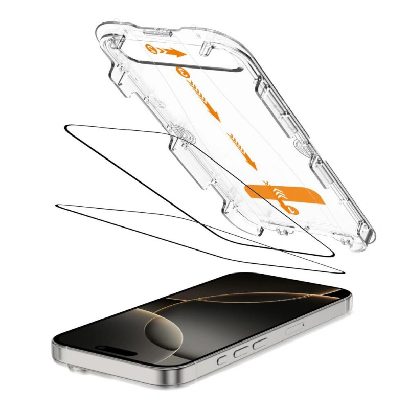 Tech-Protect Quick Set+ Προστατευτικό Οθόνης από Σκληρυμένο Γυαλί για Apple iPhone 16 Pro, Μαύρο (2 τεμ.)