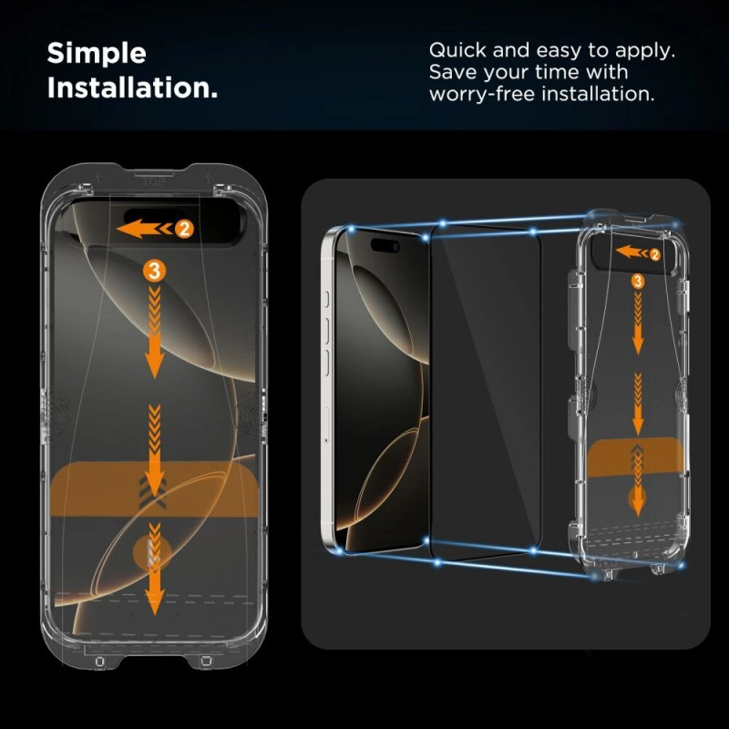 Tech-Protect Quick Set+ Προστατευτικό Οθόνης από Σκληρυμένο Γυαλί για Apple iPhone 16 Pro, Μαύρο (2 τεμ.)