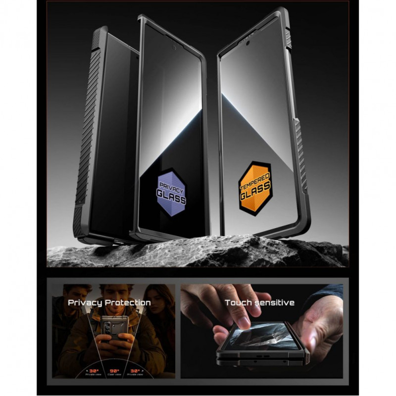 Θήκη Supcase UB Grip Mag MagSafe για Samsung Galaxy Z Fold 8 με tempered glass και privacy glass, μαύρη
