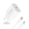 Tech-Protect NC20W Φορτιστής Τοίχου USB-C 1 θύρας PD 20W με Καλώδιο Lightning, Λευκό, 100 cm