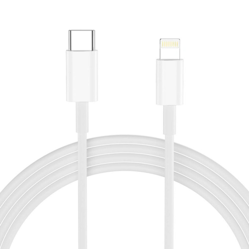 Tech-Protect NC20W Φορτιστής Τοίχου USB-C 1 θύρας PD 20W με Καλώδιο Lightning, Λευκό, 100 cm