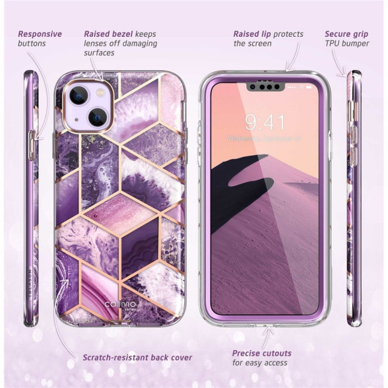 Θήκη Supcase Cosmo για Apple iPhone 14 Plus / 15 Plus, μωβ μαρμάρου