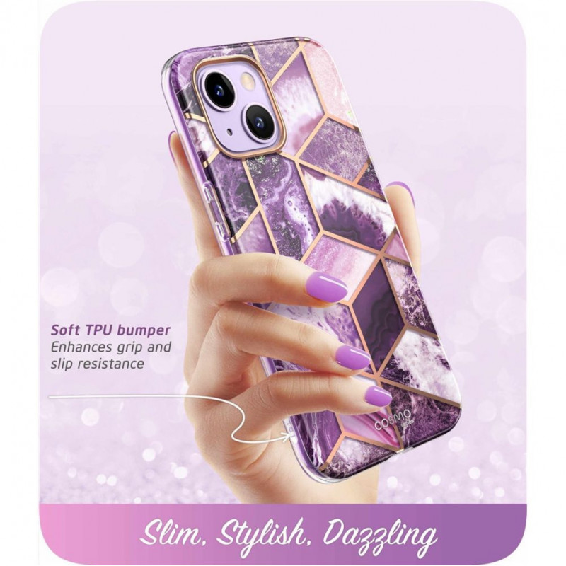 Θήκη Supcase Cosmo για Apple iPhone 14 Plus / 15 Plus, μωβ μαρμάρου