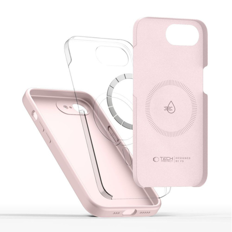 Θήκη Tech-Protect Silicone MagSafe για Apple iPhone 16e / 17e, ροζ μαργαριτάρι