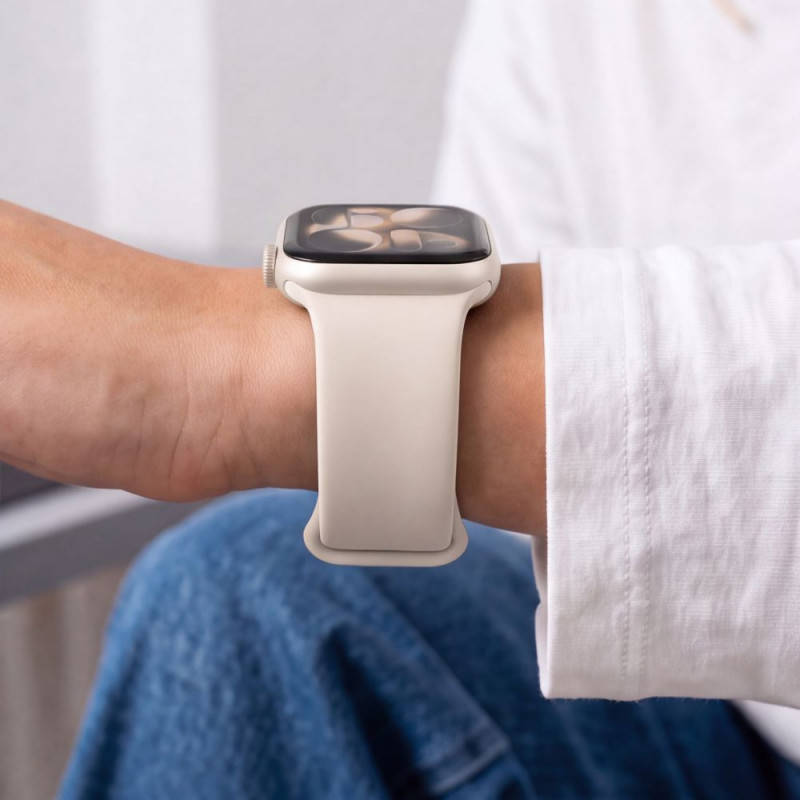 Tech-Protect Λουράκι Σιλικόνης για Apple Watch 8 / 9 / 10 / 11 / 12 / SE / Ultra 44/45/46/49 mm, Starlight