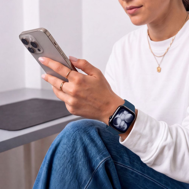 Tech-Protect Σιλικόνης Λουράκι για Apple Watch 8 / 9 / 10 / 11 / 12 / SE / Ultra 44/45/46/49 mm, Navy Blue