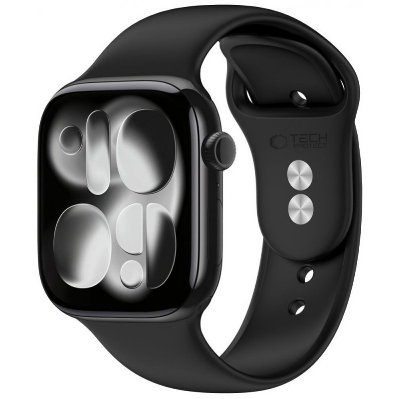 Tech-Protect Σιλικόνης Λουράκι για Apple Watch 8 / 9 / 10 / 11 / 12 / SE / Ultra 44/45/46/49 mm, Μαύρο