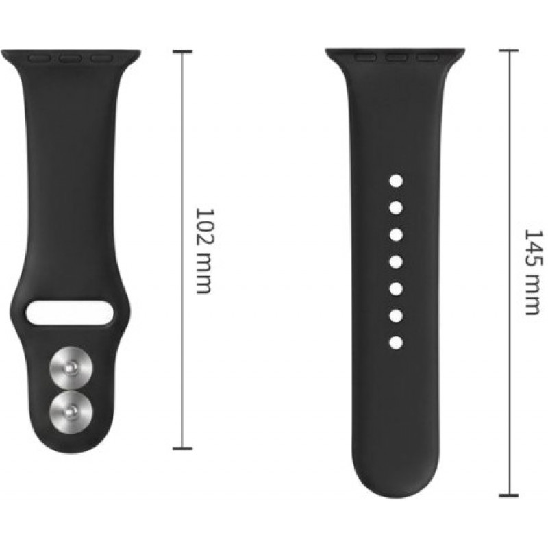 Tech-Protect Σιλικόνης Λουράκι για Apple Watch 8 / 9 / 10 / 11 / 12 / SE / Ultra 44/45/46/49 mm, Μαύρο