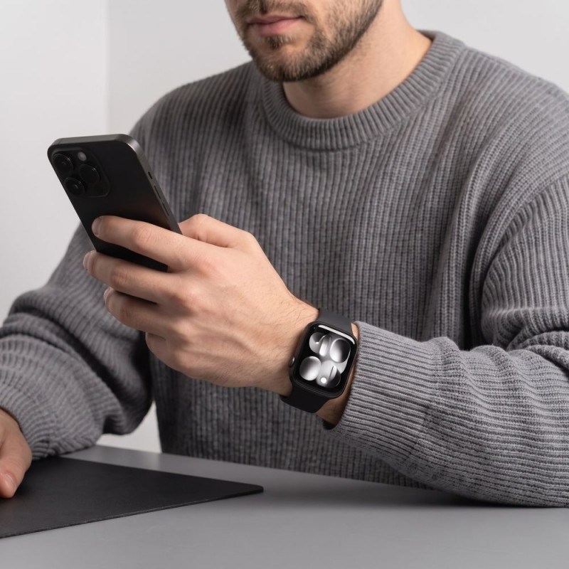 Tech-Protect Σιλικόνης Λουράκι για Apple Watch 8 / 9 / 10 / 11 / 12 / SE / Ultra 44/45/46/49 mm, Μαύρο