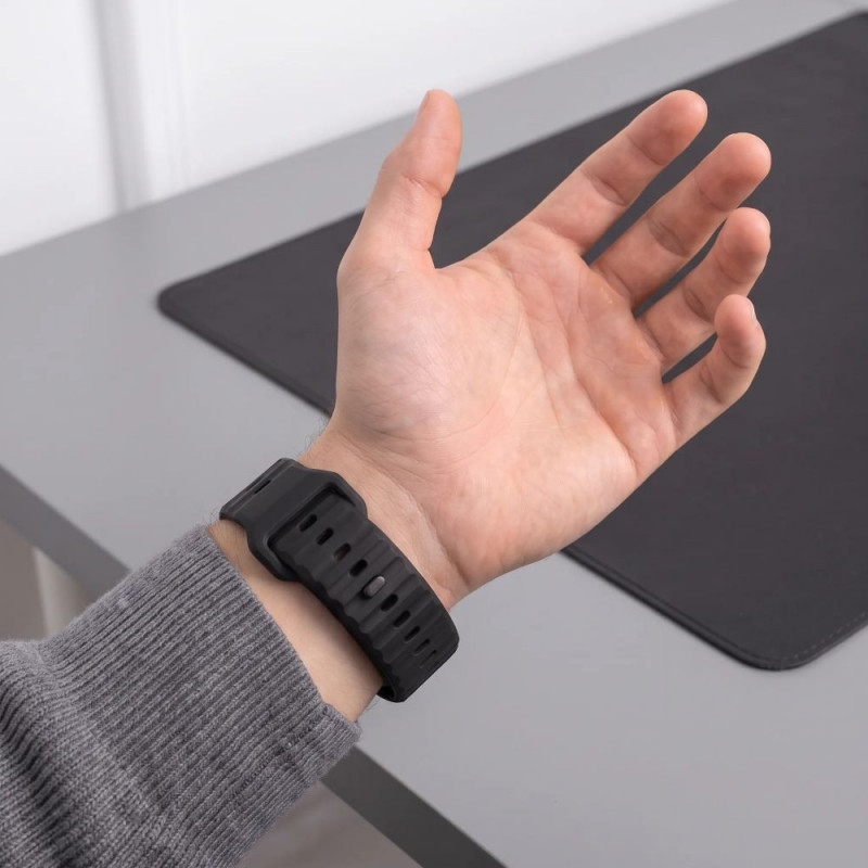 Tech-Protect Silicone Line Apple Watch 8 / 9 / 10 / 11 / 12 / SE / Ultra 44/45/46/49 mm Λουράκι, Μαύρο