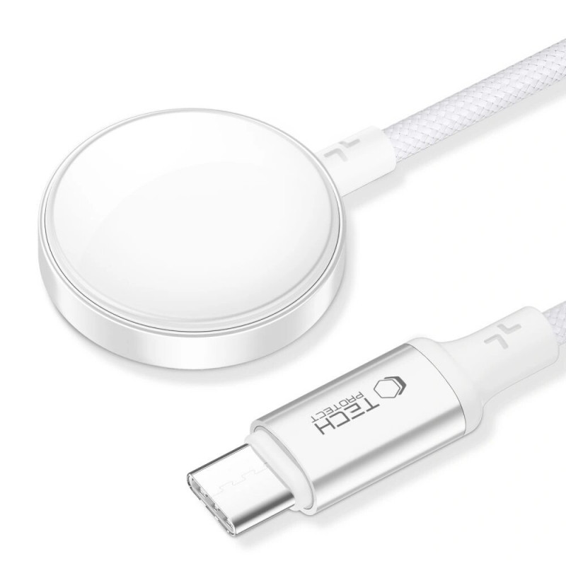 Tech-Protect MC02 UltraBoost Μαγνητικός Φορτιστής Καλώδιο USB-C 100 cm για Apple Watch, Λευκό
